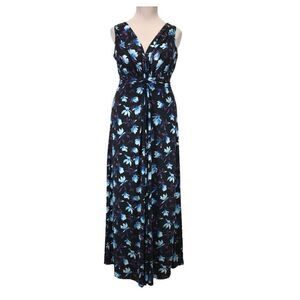 Anna Field Women’s Floral Print Maxi Dress Size S Petite Blue Black See Notes